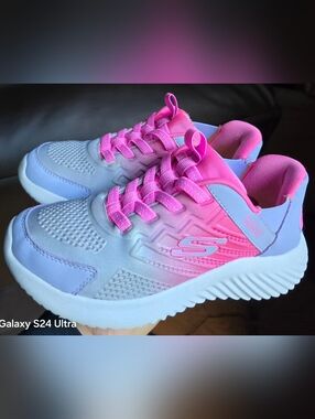 Sz 2 Little Girl's SKECHERS "Swift Fit" Slip-on Pink/Lavender Easy-on Shoes